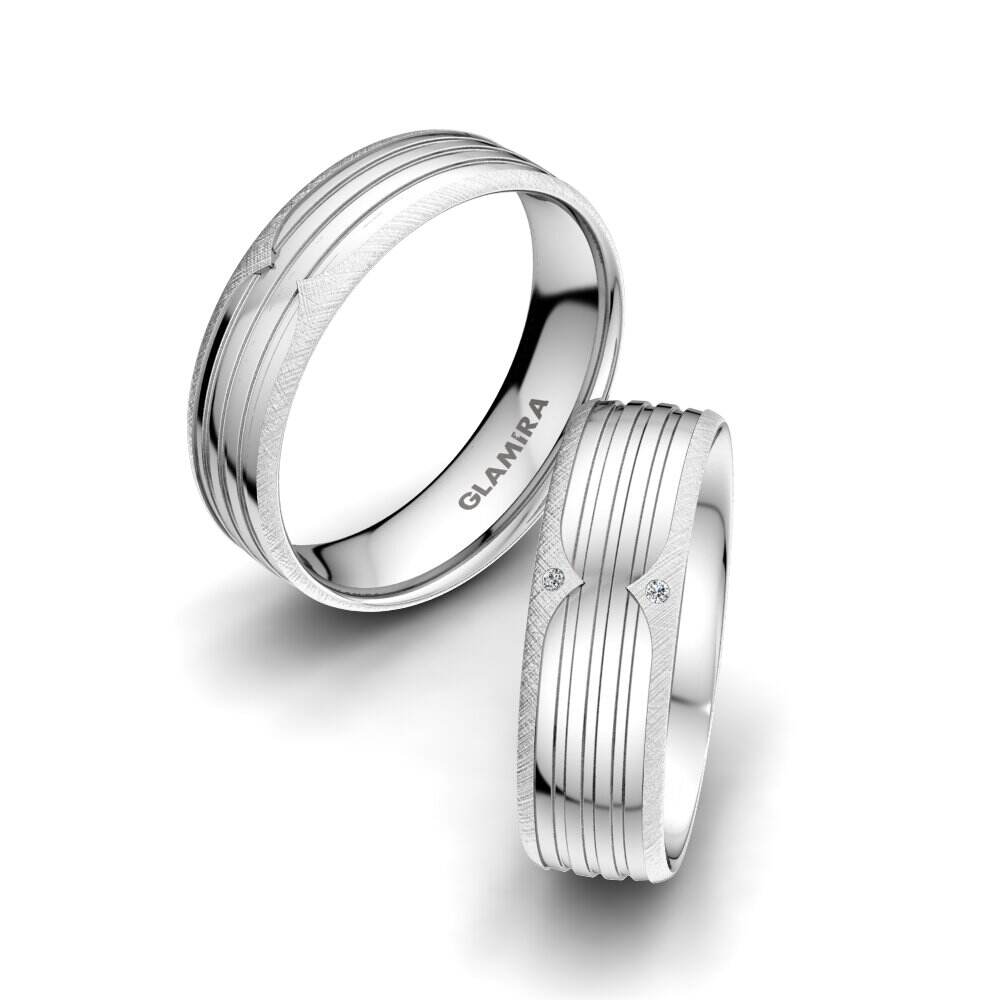 白-钯金 婚戒 Strong Strip 6 mm