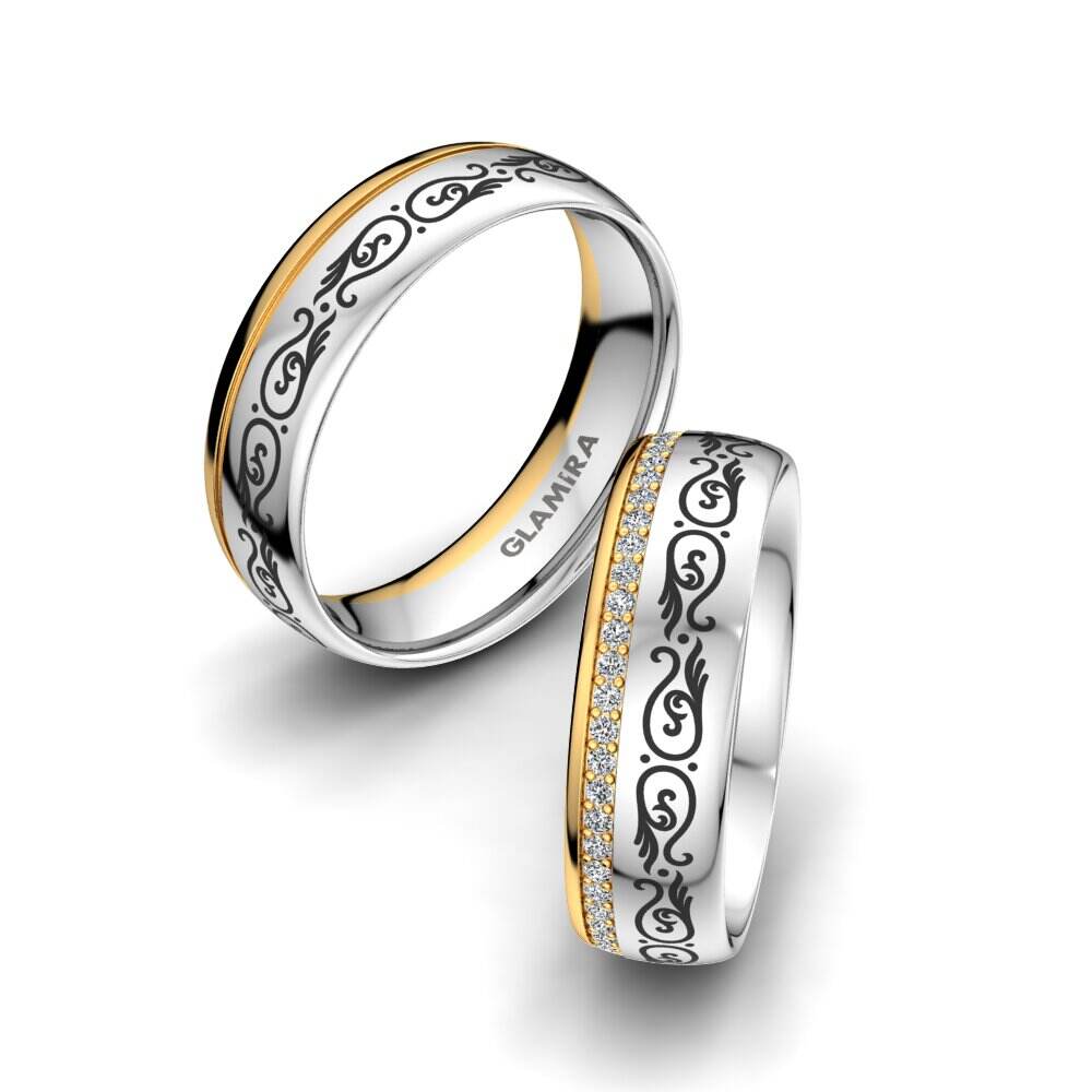 白黄K金-14k 婚戒 Noble Garden 6 mm