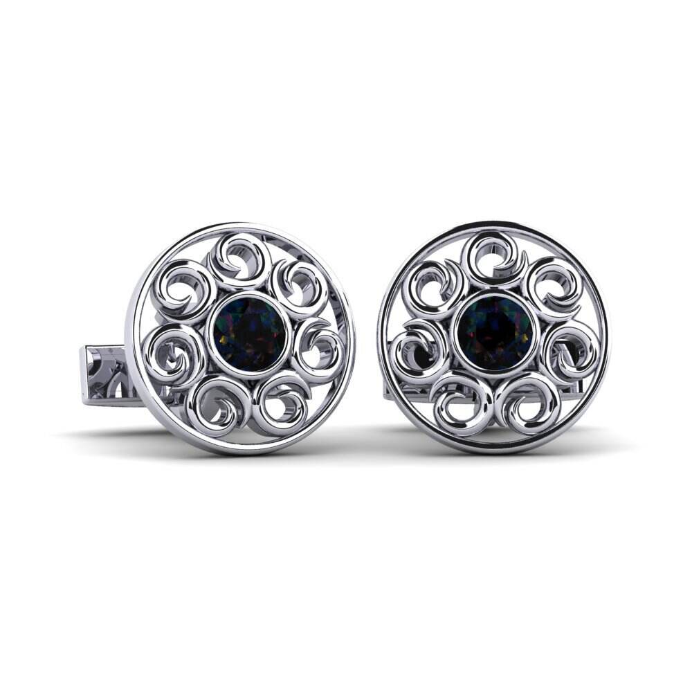 白-铂金 黑色蛋白石 袖扣 Harold