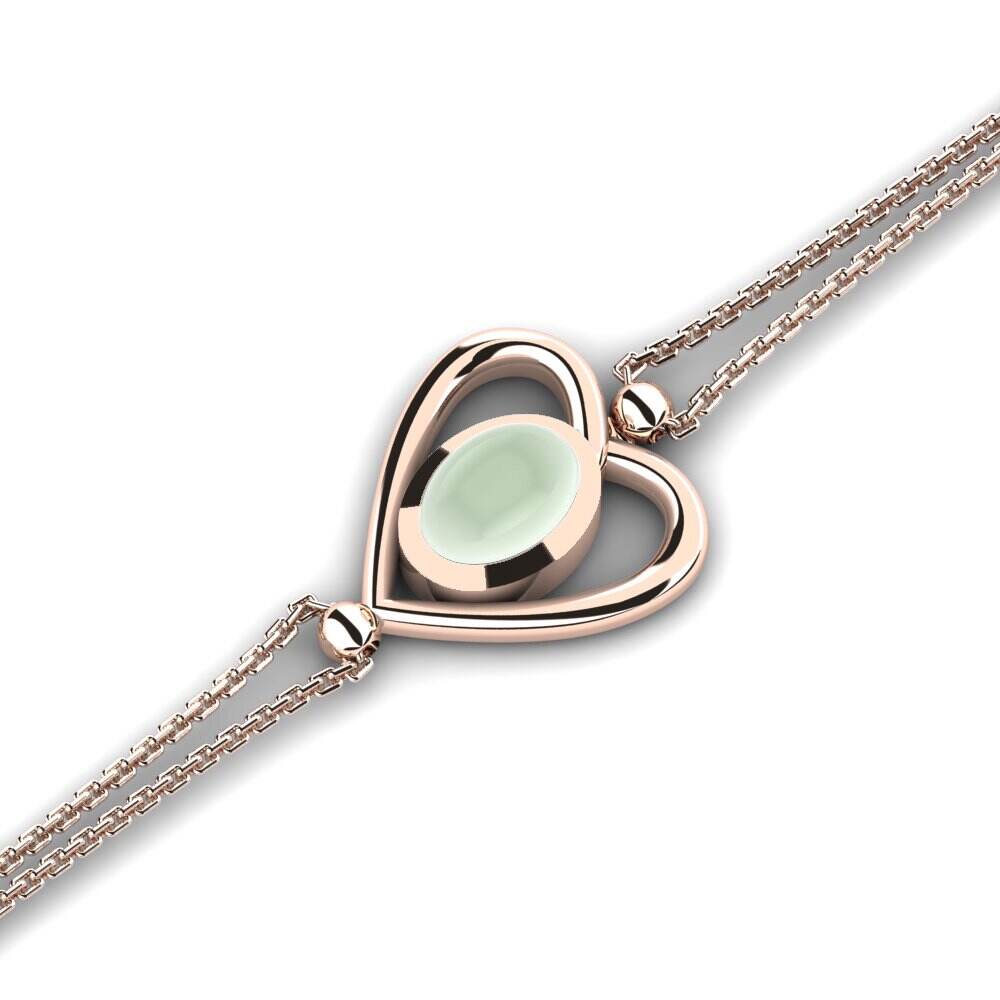 玫瑰金-14k 卡波雄绿色紫水晶 女士手链 Heidy