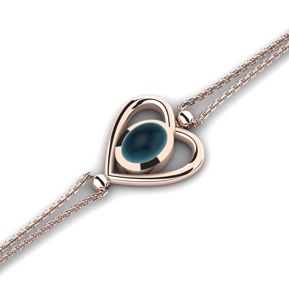 玫瑰金-14k 卡波雄伦敦蓝托帕石 女士手链 Heidy