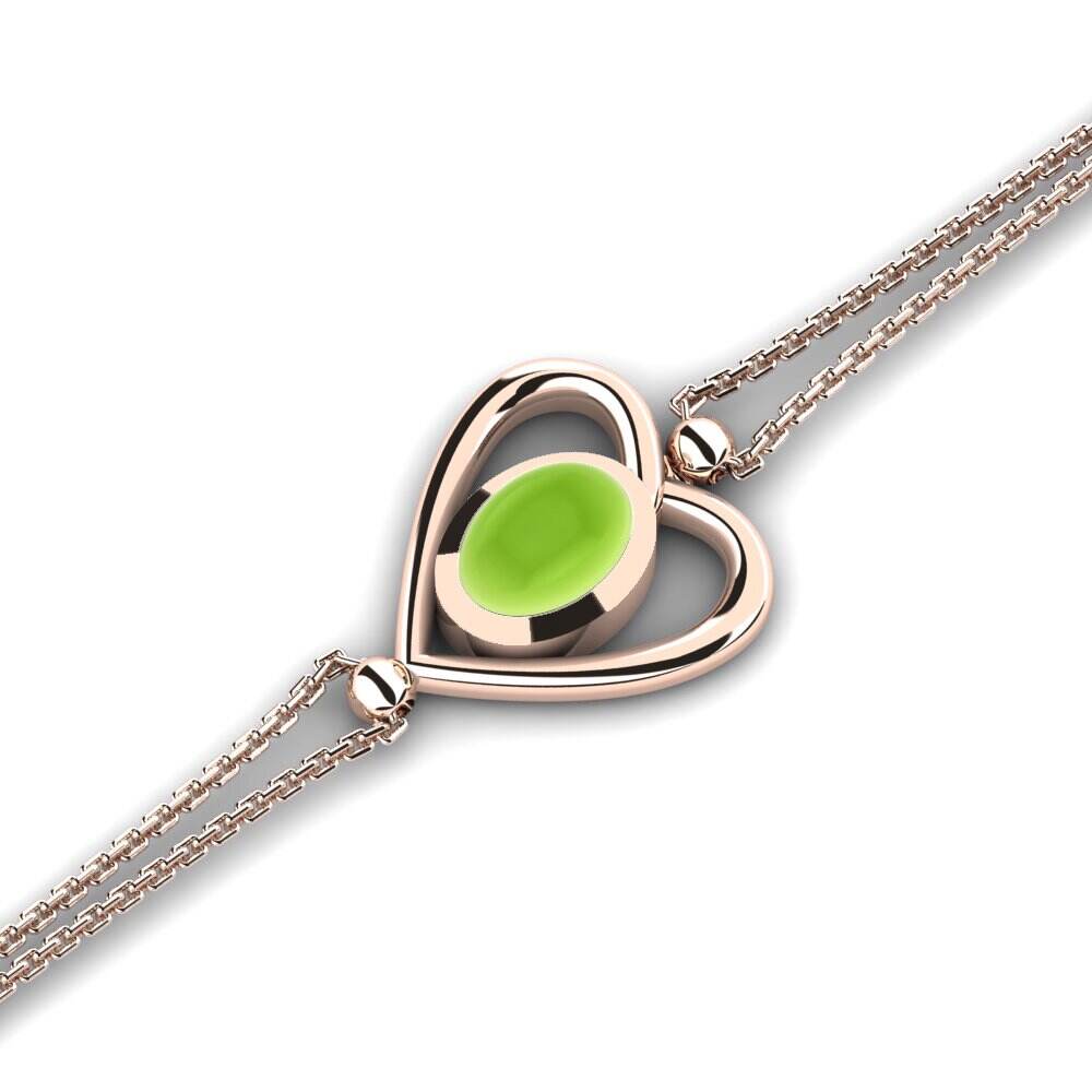 玫瑰金-14k 卡波雄橄榄石 女士手链 Heidy