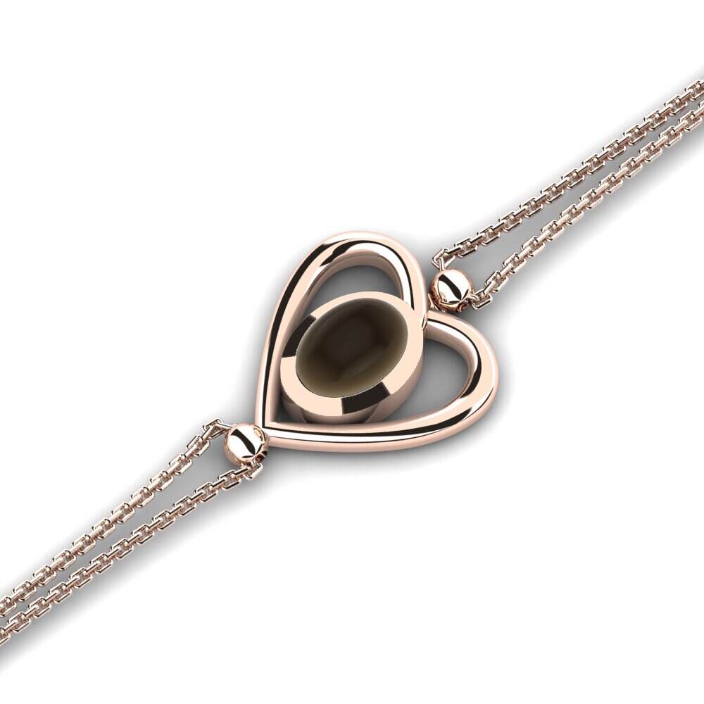 玫瑰金-14k 卡波雄烟晶托帕石 女士手链 Heidy