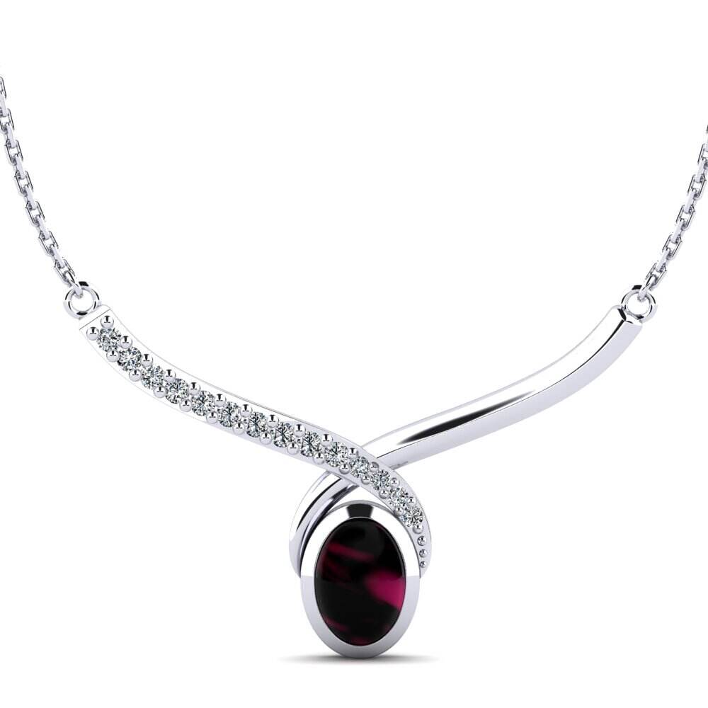 蛋面切割紫红色石榴石 女士吊坠 Hora