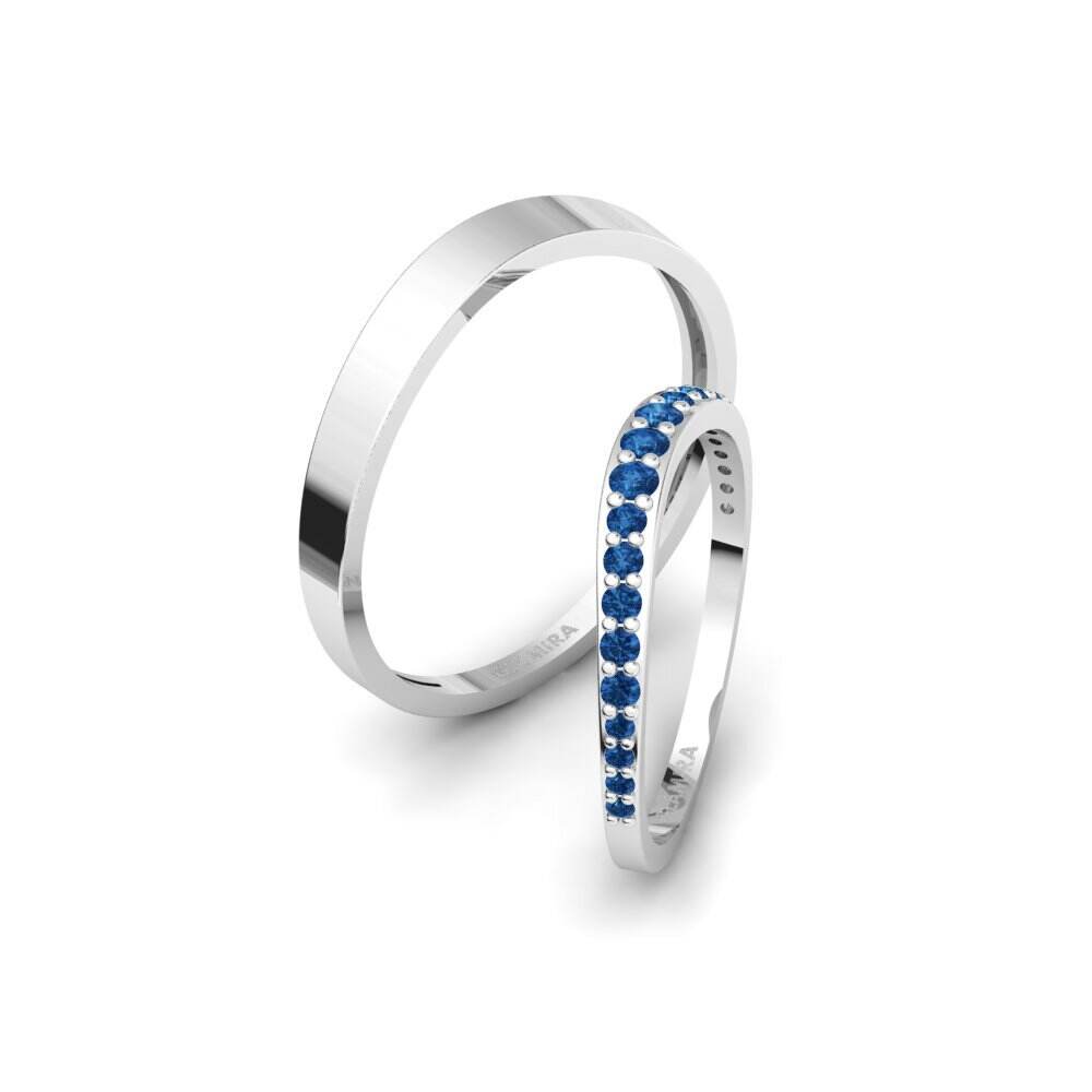 经典 深蓝色氧化锆 结婚戒指