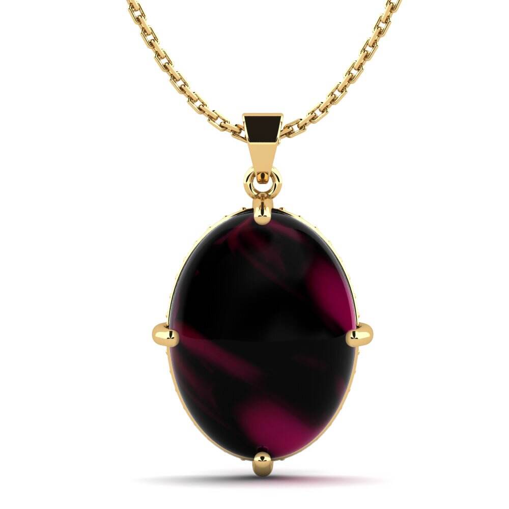 蛋面切割紫红色石榴石 女士吊坠 Larrie