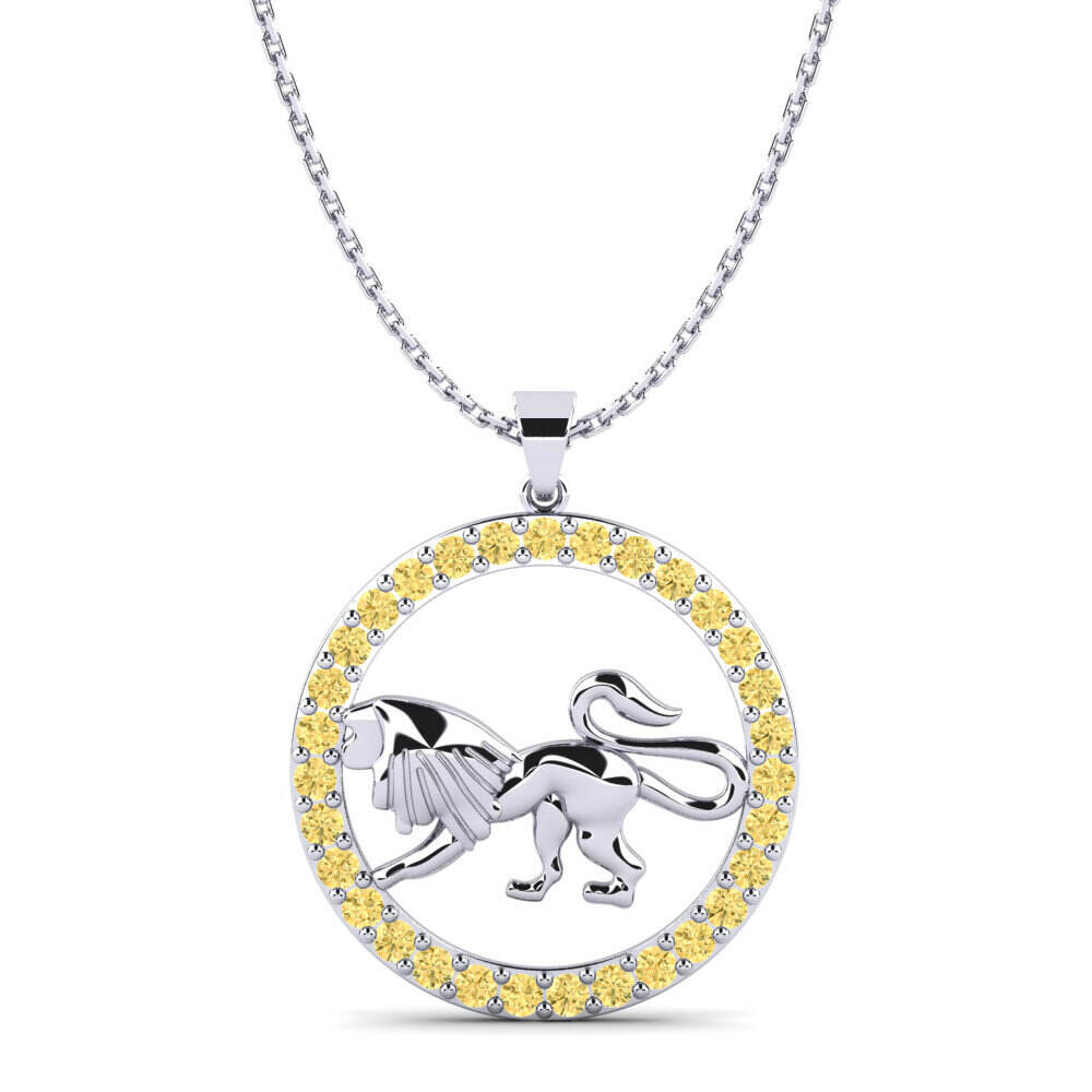 星座 黄色钻石 项链