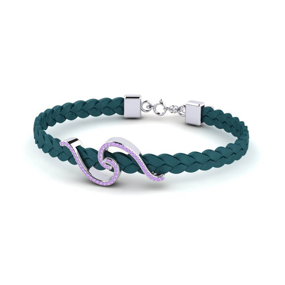 皮革 紫水晶 手链