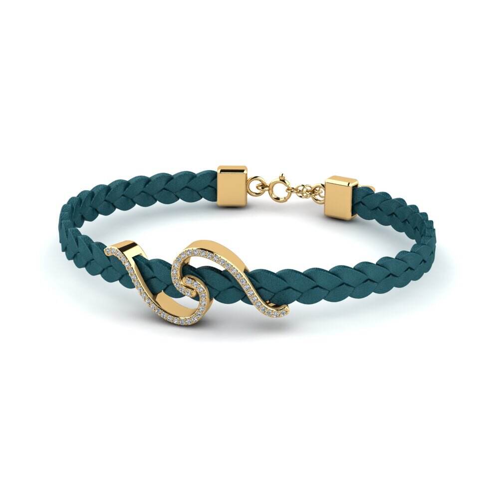 皮革 黄色K金-14k 手链