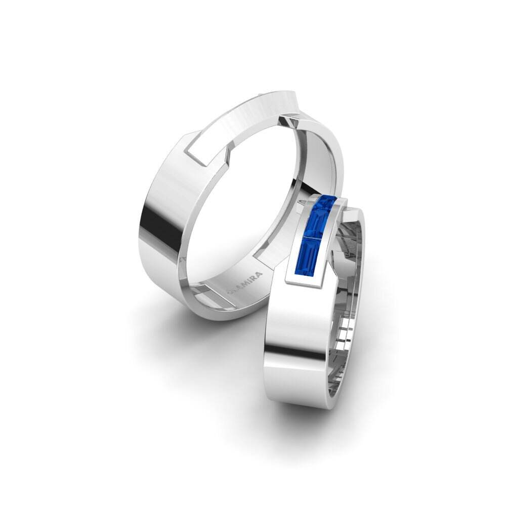 深蓝色氧化锆 婚戒 Limoges Pair