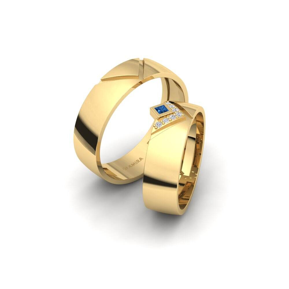 深蓝色氧化锆 婚戒 Marseiles Pair