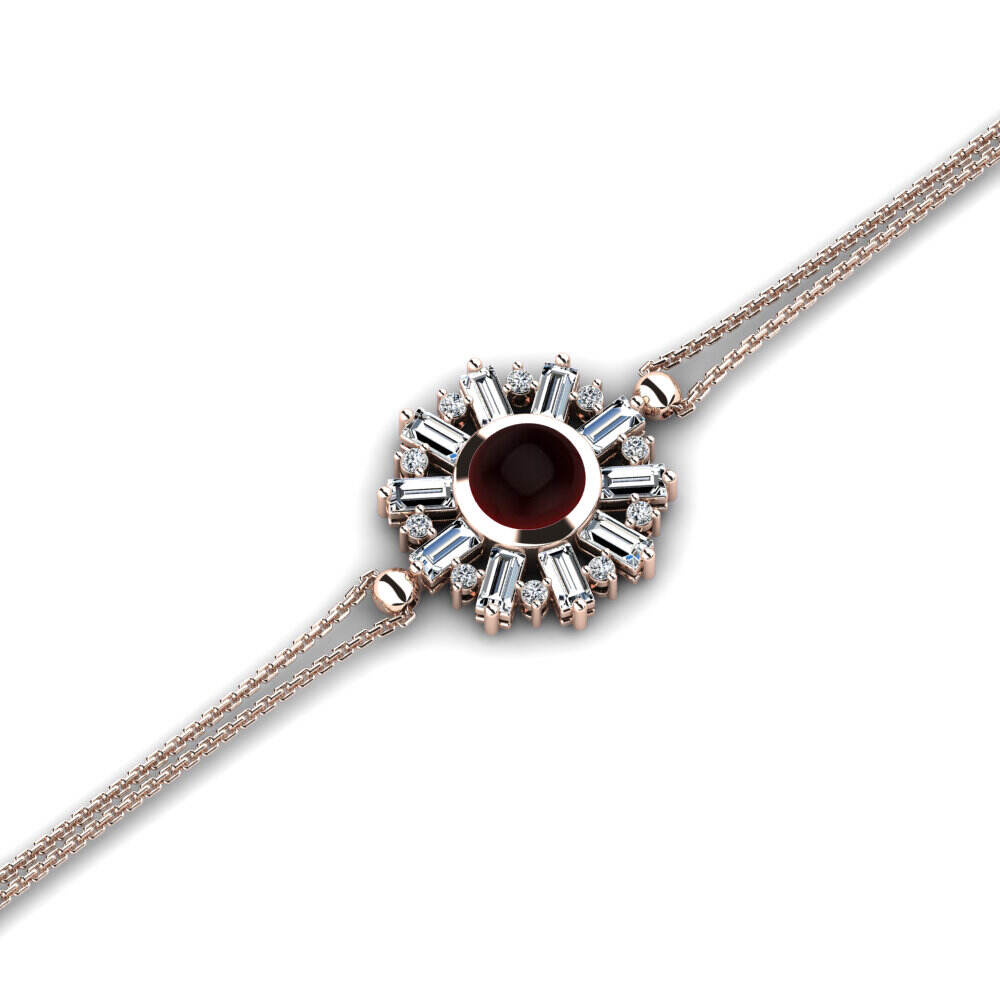 玫瑰金-14k 卡波雄石榴石 女士手链 Minni