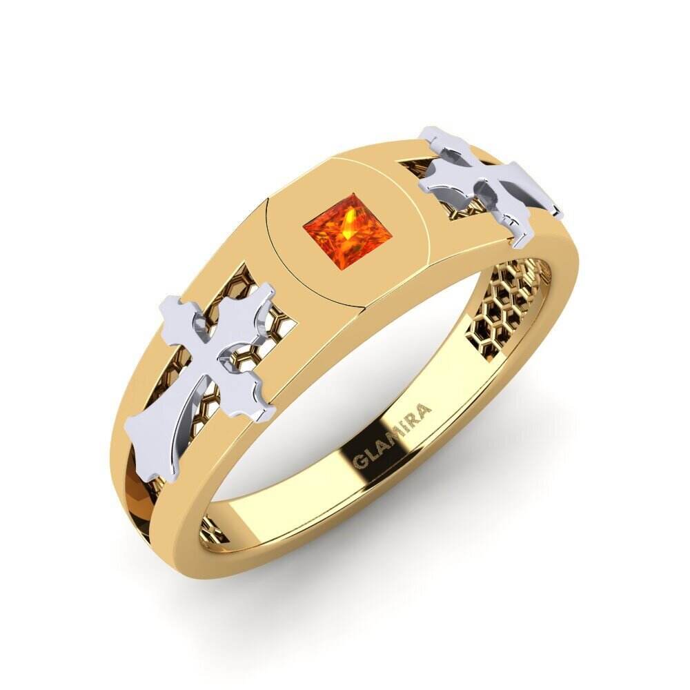 Symbols 橙色蓝宝石 9k 黄白K金 戒指