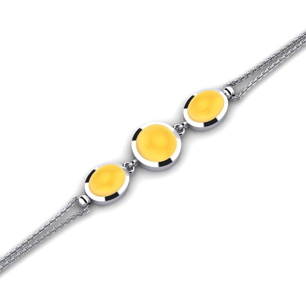 白色K金-14k 卡波雄黄水晶 女士手链 Nilda