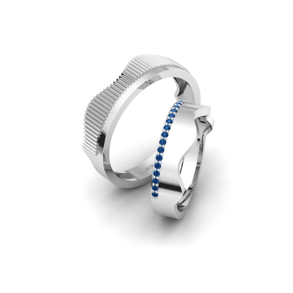 深蓝色氧化锆 婚戒 Olerios Pair