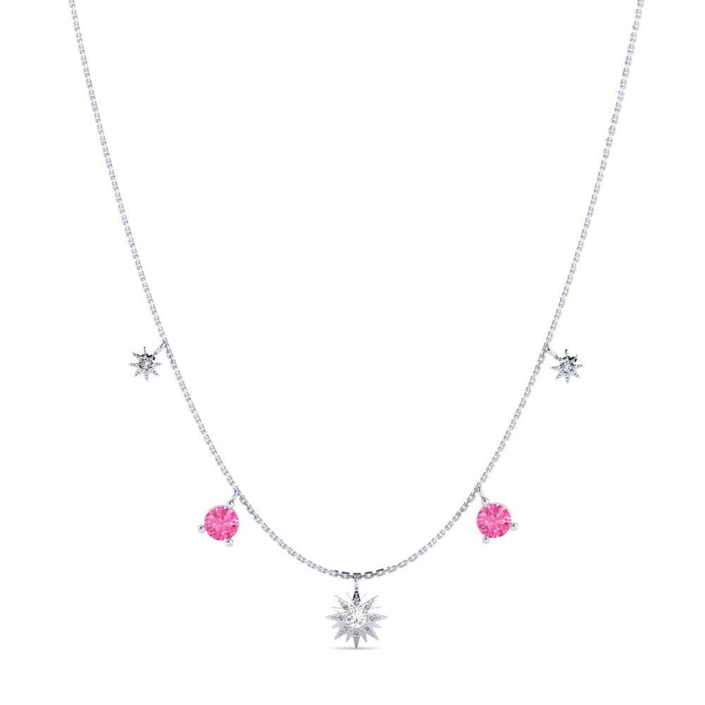颈链 粉红色蓝宝石 项链