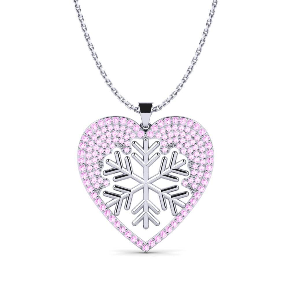 Snowflake 粉红色蓝宝石 项链