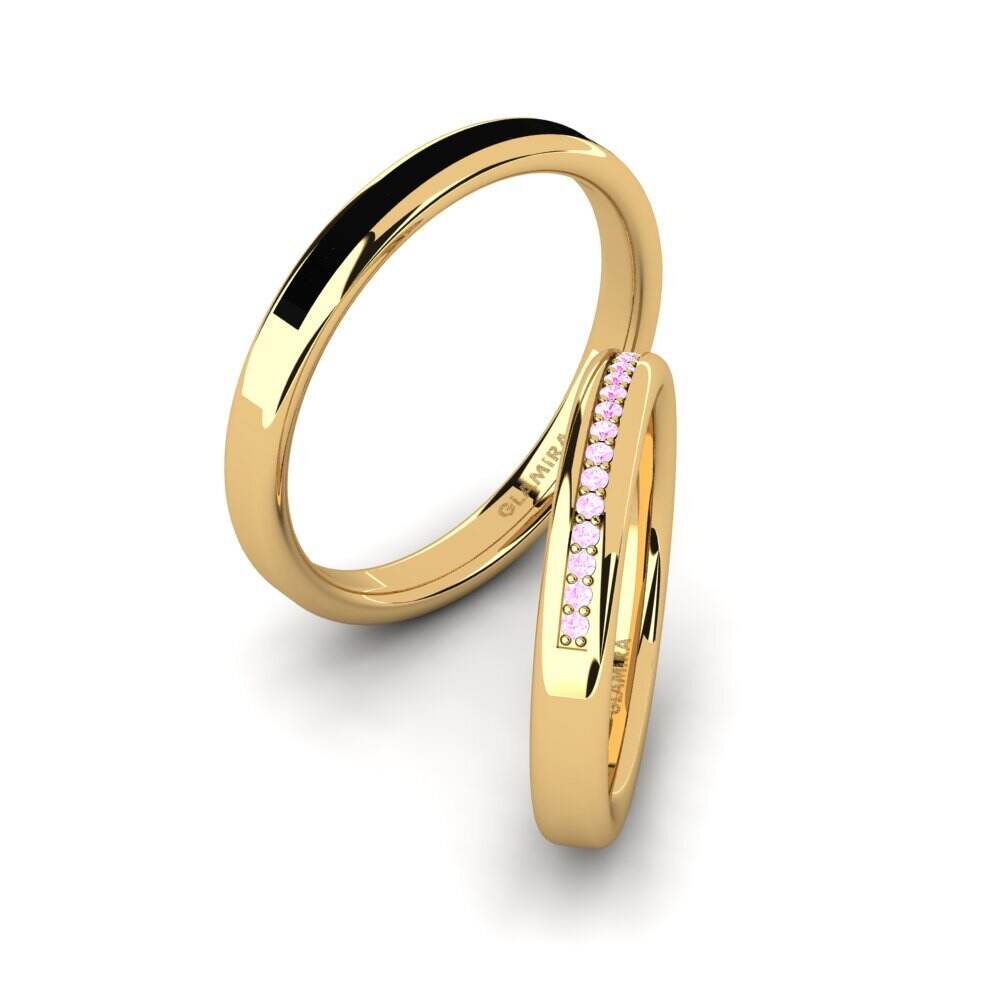 粉红色蓝宝石 情侣戒指 Pretty Bund Pair