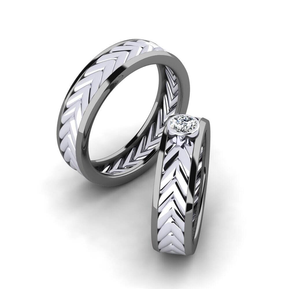 白-铂金 情侣戒指 Pretty One Pair