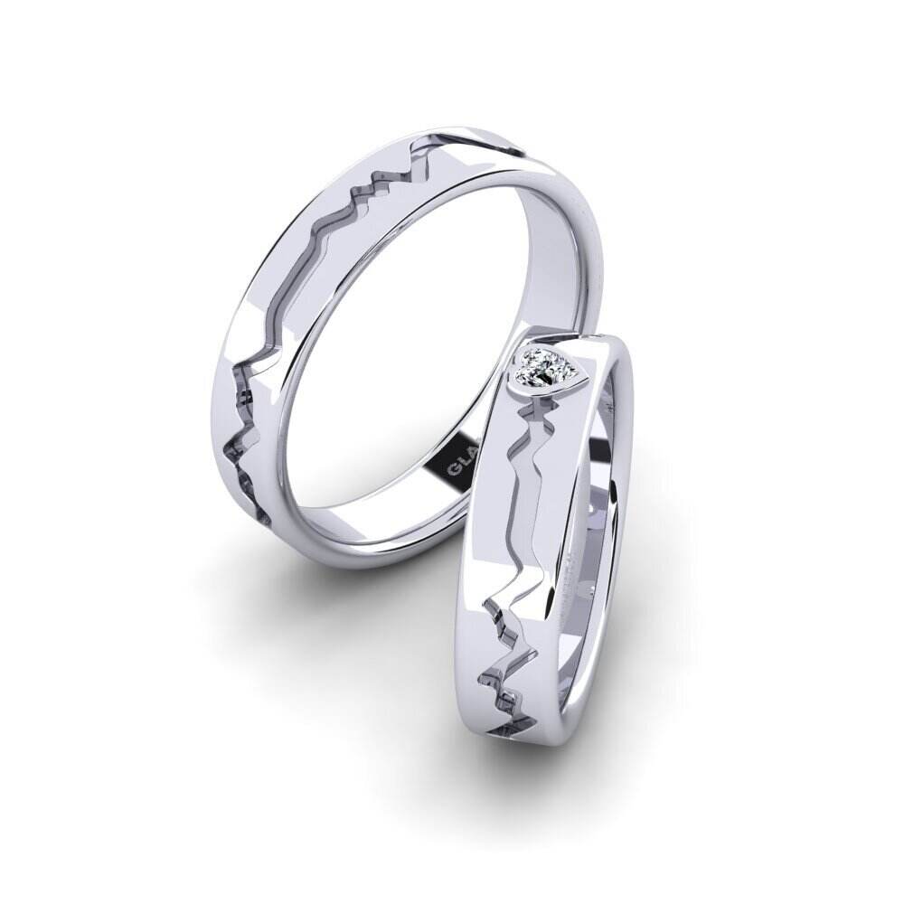 白色K金-14k 情侣戒指 Pretty Pulse Pair