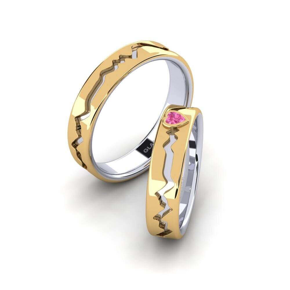 粉红色蓝宝石 情侣戒指 Pretty Pulse Pair