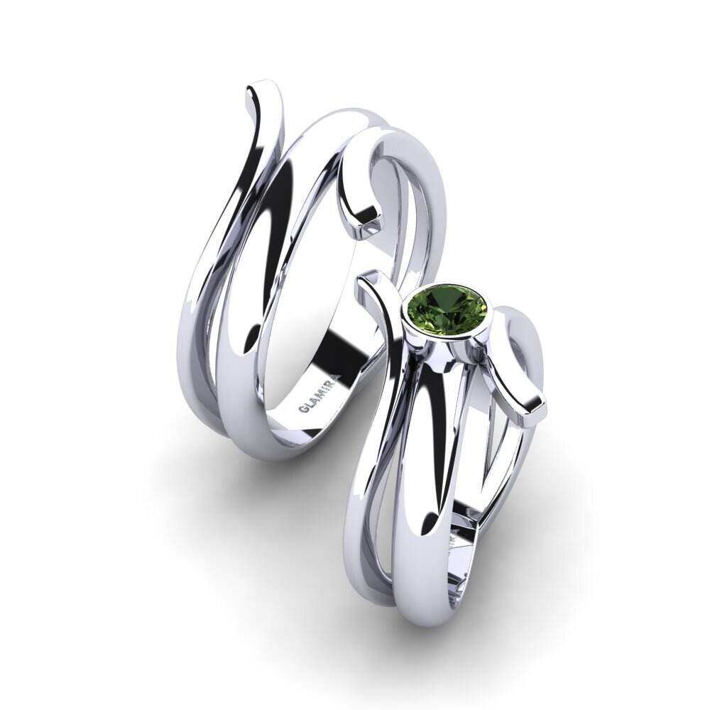 Twinset 绿色蓝宝石 结婚戒指