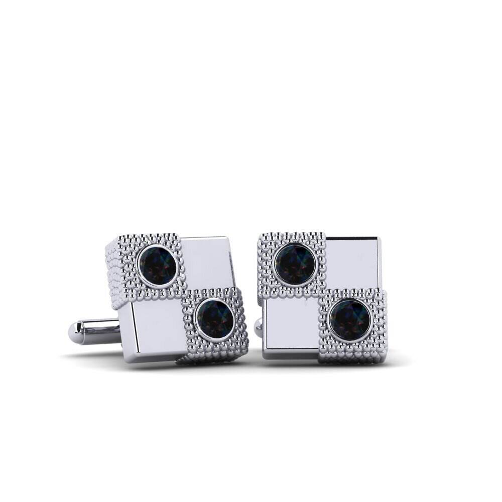 白-铂金 黑色蛋白石 袖扣 Taliesin