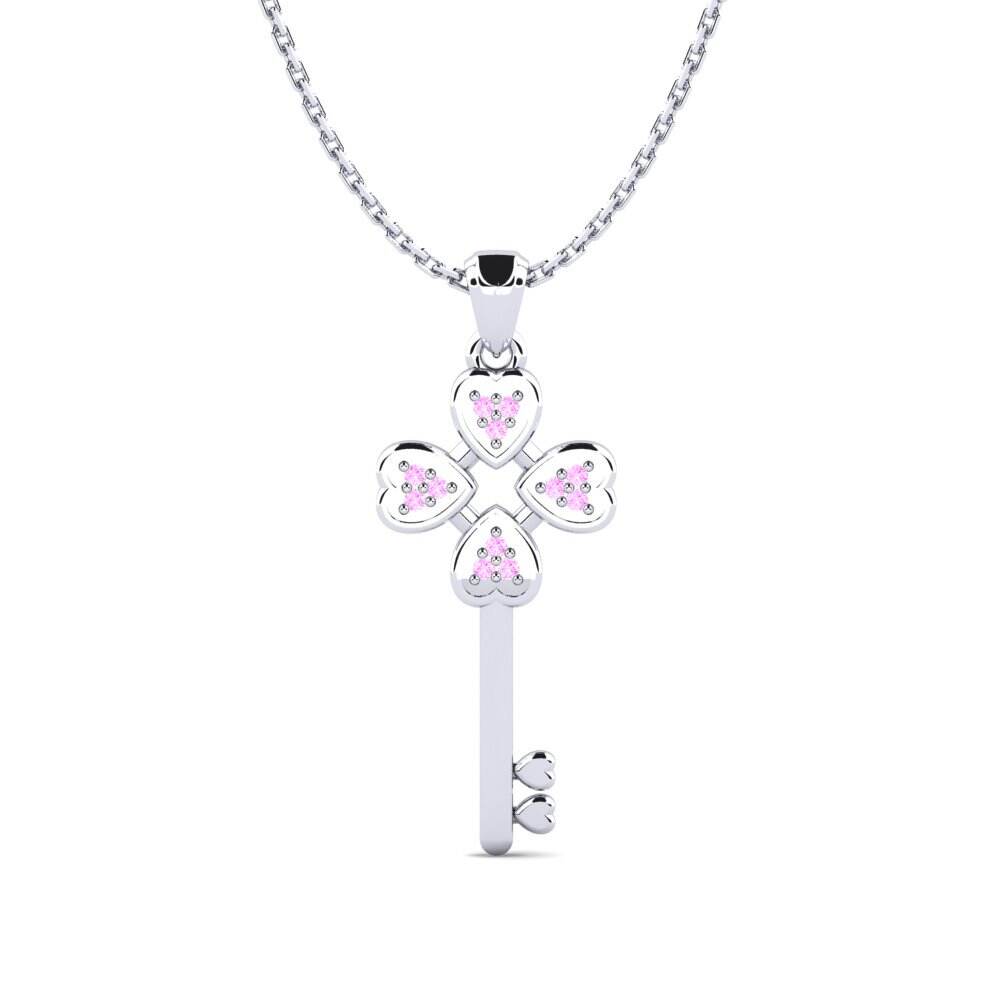 Keys 粉红色蓝宝石 项链