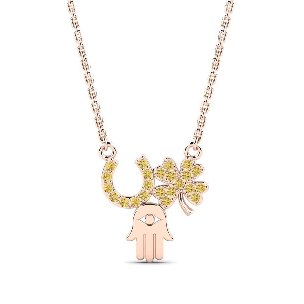 Hamsa 黄色钻石 项链