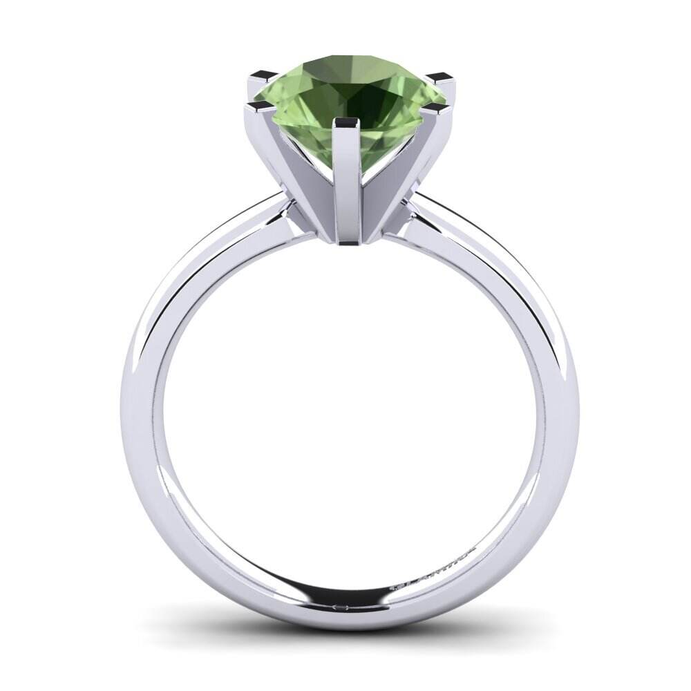白色K金-18k 绿色蓝宝石 订婚戒指 Amanda 3.0crt