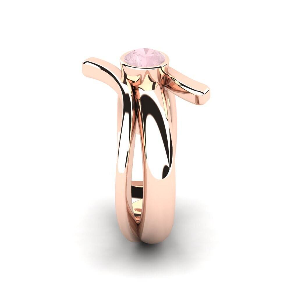 Twinset 粉晶 玫瑰金-14k 女士结婚戒指