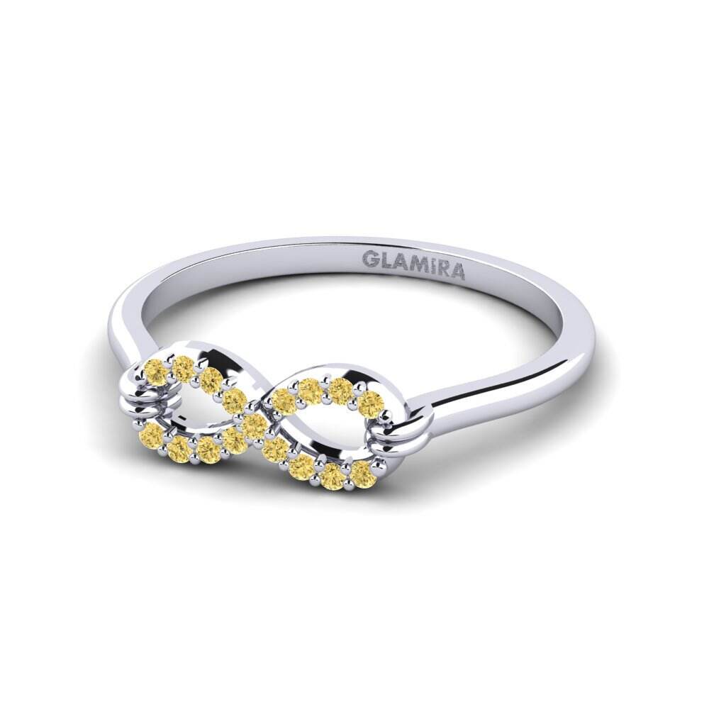 Infinity 黄色钻石 白色K金-18k 订婚戒指