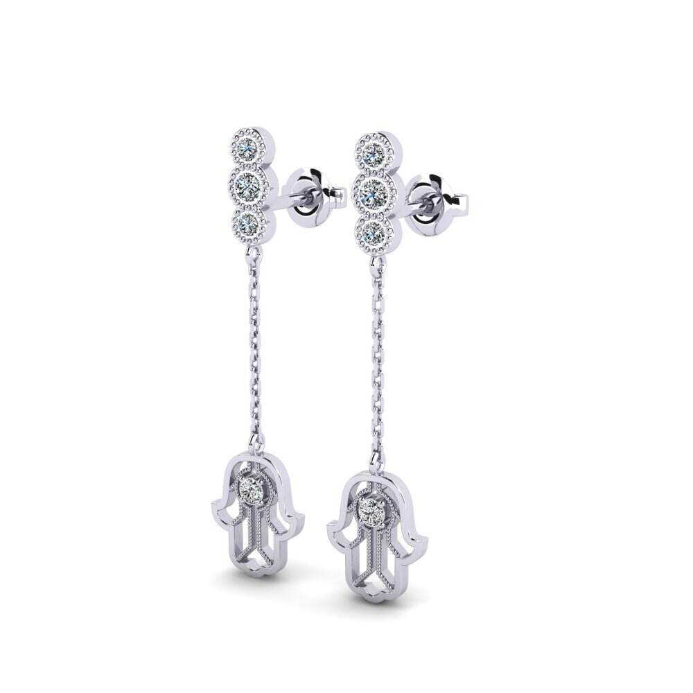 白色K金-18k 女士耳环 Gaisma - A