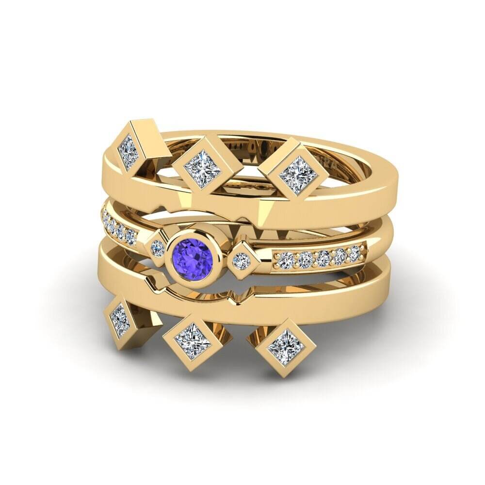 Stackable 坦桑石 订婚戒指