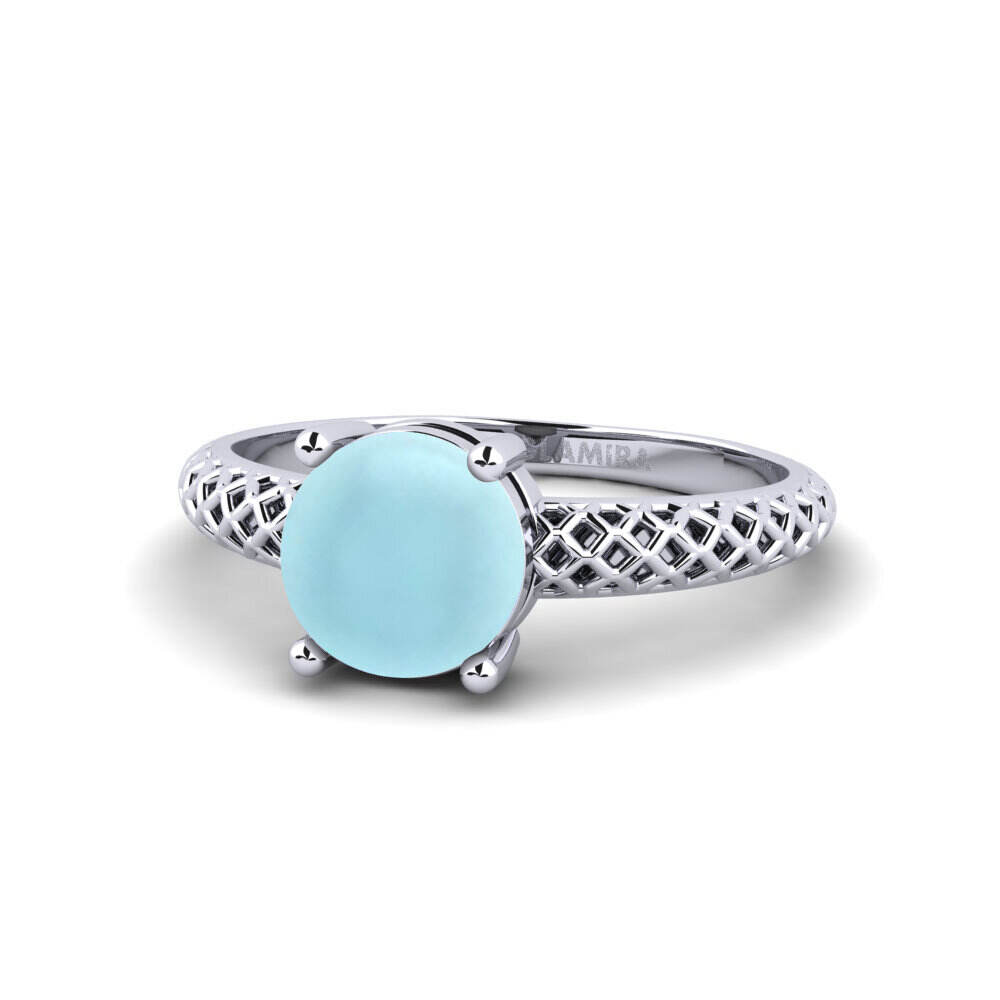 Classic Solitaire 卡波雄海蓝宝石 订婚戒指