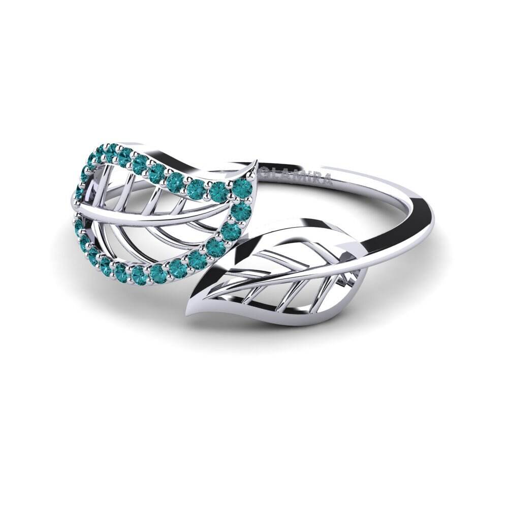 时尚 蓝色钻石 订婚戒指