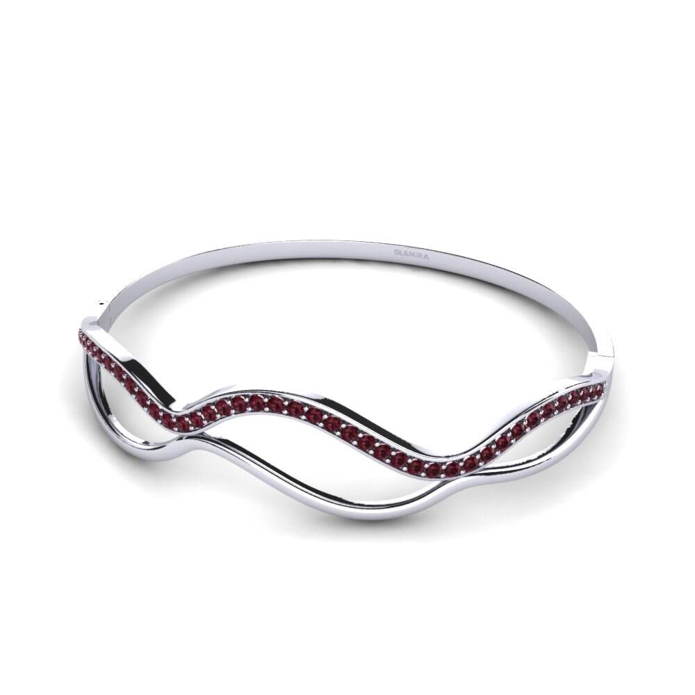 手镯 石榴石 白色K金-14k 手链