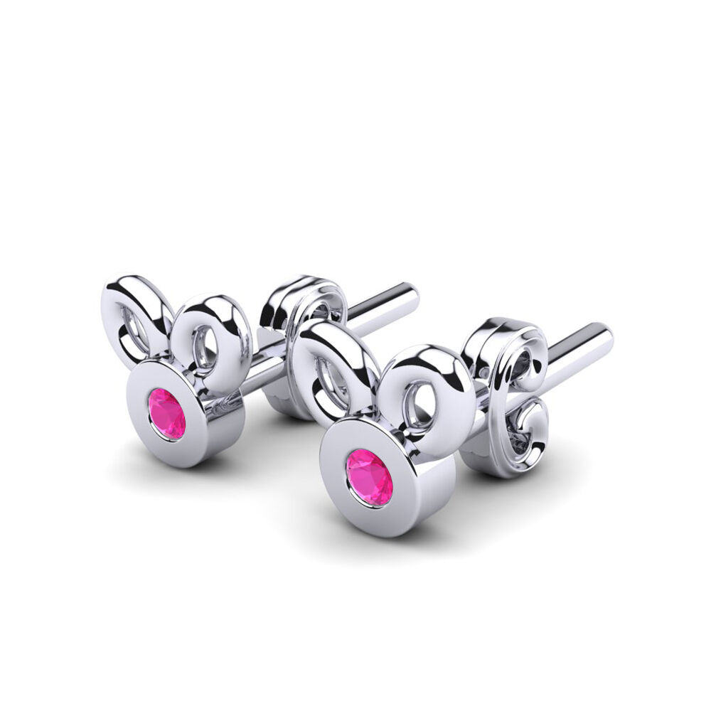 粉红碧玺 儿童耳环 Dopey