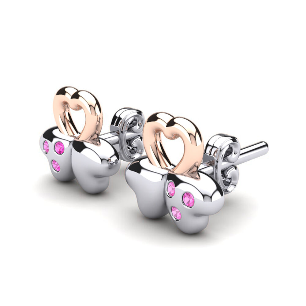 粉红碧玺 儿童耳环 Faline