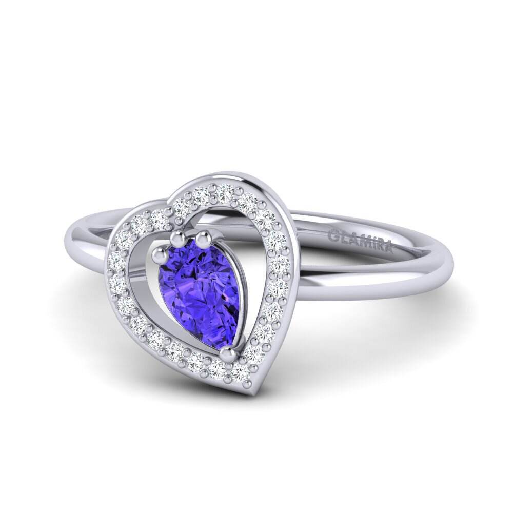 心 坦桑石 订婚戒指