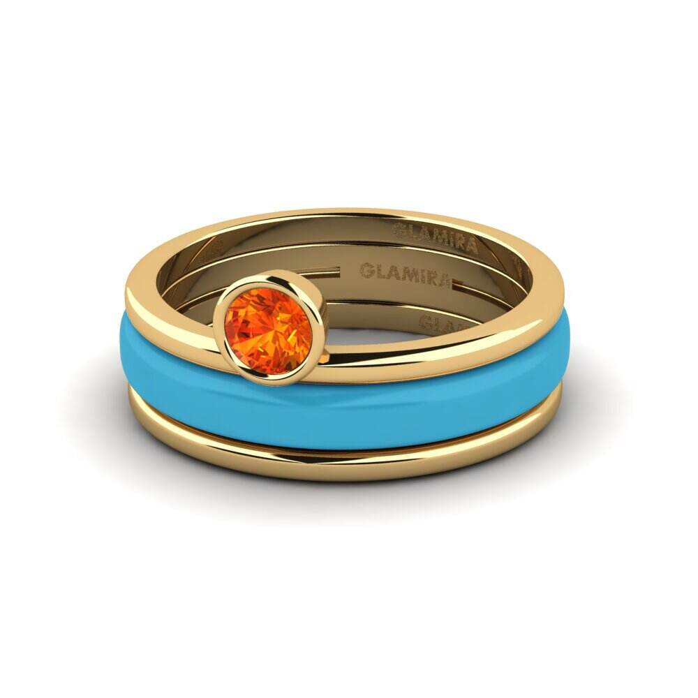 Design Solitaire 橙色蓝宝石 戒指