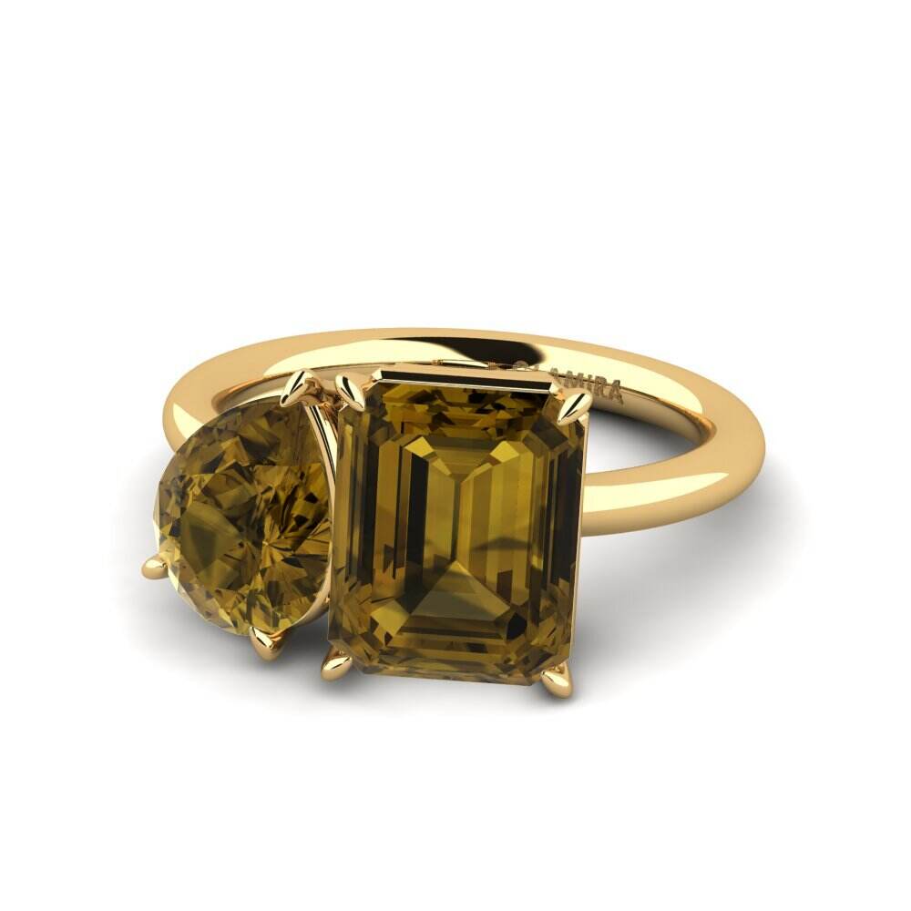 Toi et Moi 棕锆石 订婚戒指