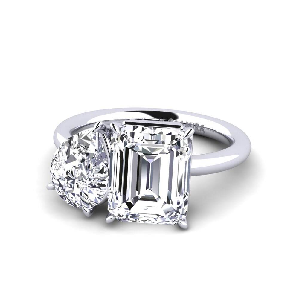 Toi et Moi 实验室培育钻石 白-钯金 戒指