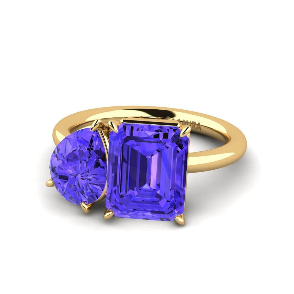 Toi et Moi 坦桑石 订婚戒指