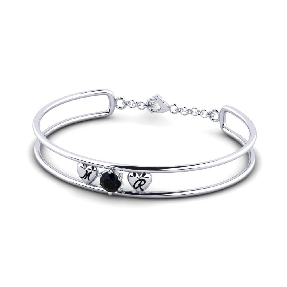 首字母&名字 黑色蛋白石 手链