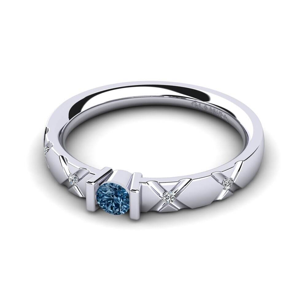 张力 蓝色钻石 订婚戒指