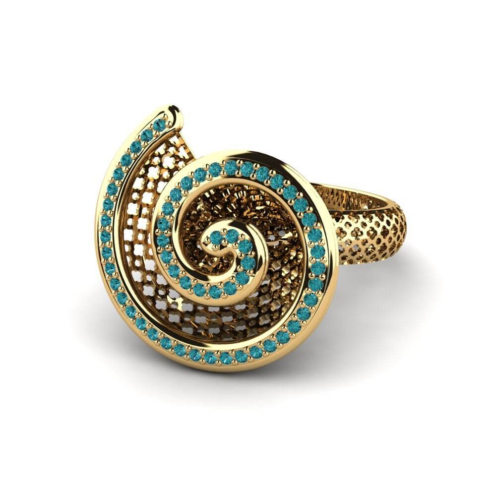 融合 蓝色钻石 订婚戒指