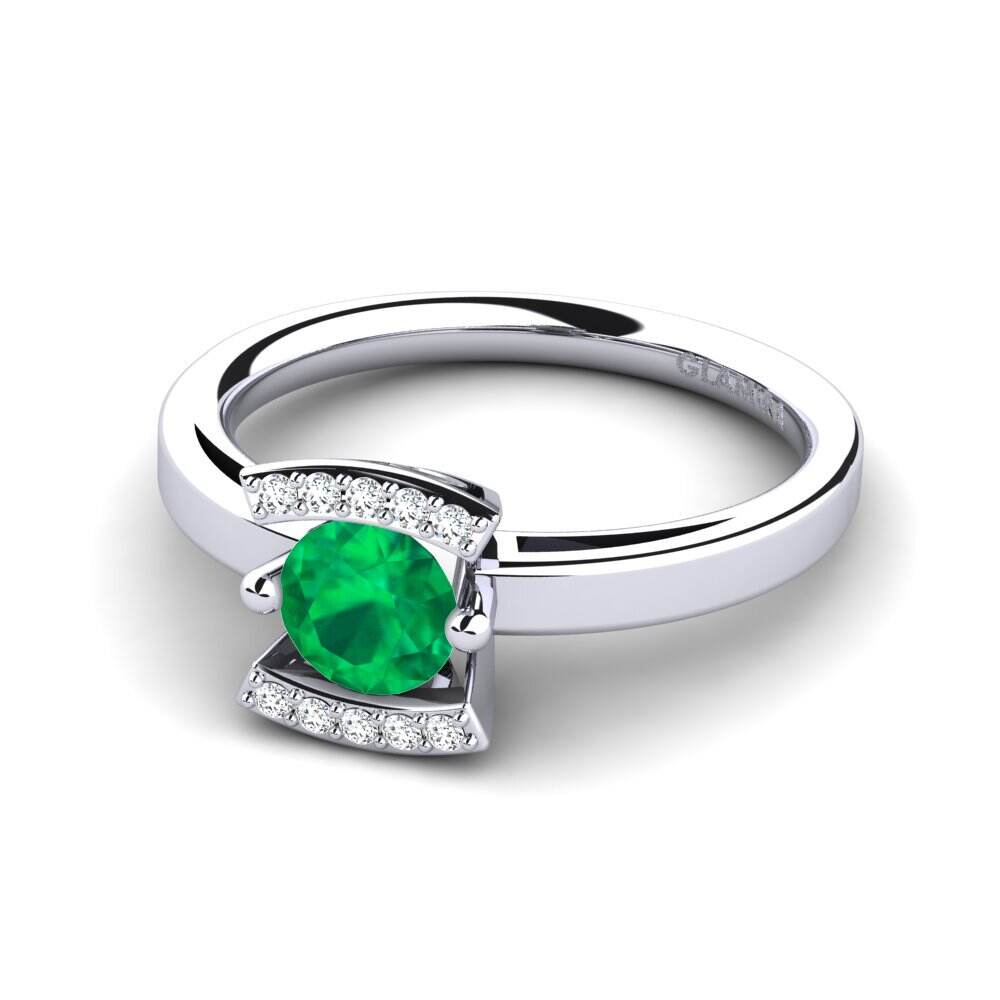 Side-Stone 绿宝石 戒指