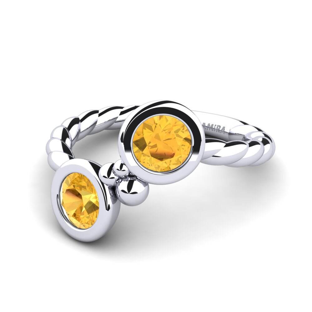 摇摆 黄水晶 订婚戒指