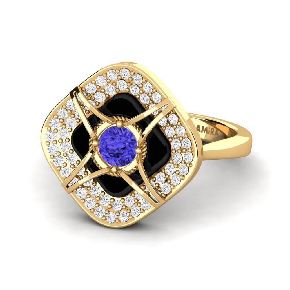 瓷质 坦桑石 订婚戒指